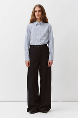 DEFINED WAIST BLACK TROUSERS