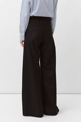 DEFINED WAIST BLACK TROUSERS
