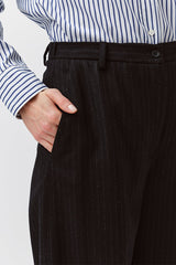 DEFINED WAIST BLACK TROUSERS