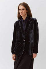 NAVY FLUID TAILORED JACKET