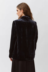 NAVY FLUID TAILORED JACKET