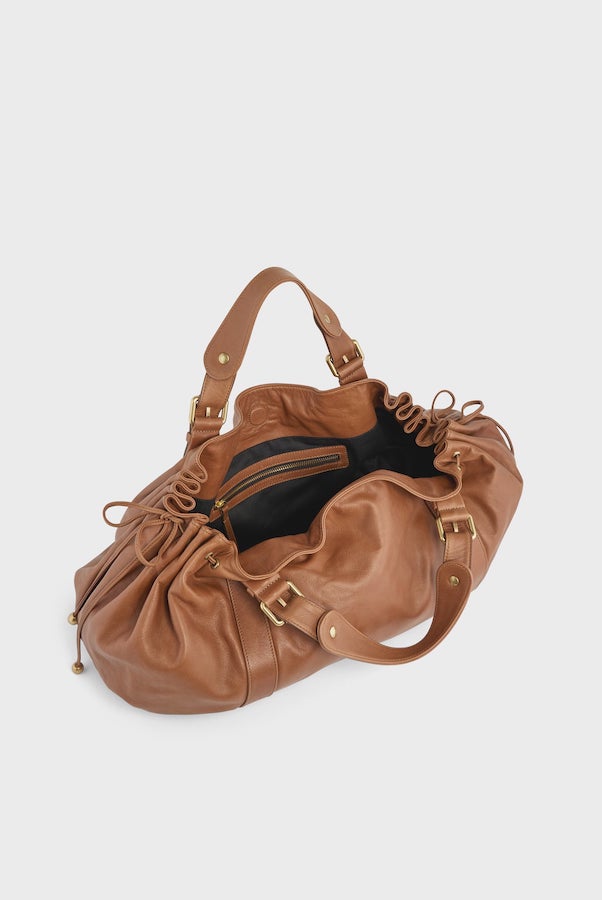 24H GOAT LEATHER CAMEL HANDBAG