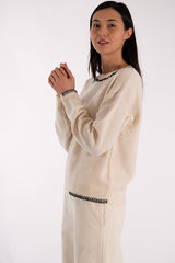 ERIN CREWNECK STITCHES WHITE SWEATER