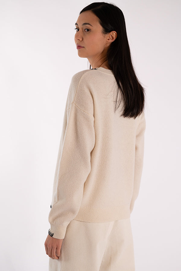 ERIN CREWNECK STITCHES WHITE SWEATER