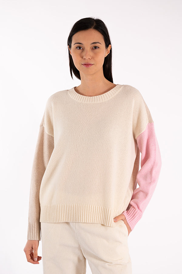 ELVIS WHITE COLORBLOCK SWEATER