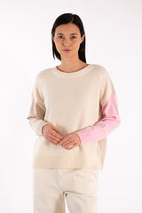 ELVIS WHITE COLORBLOCK SWEATER