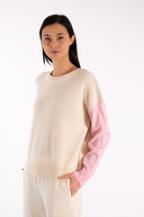 ELVIS WHITE COLORBLOCK SWEATER