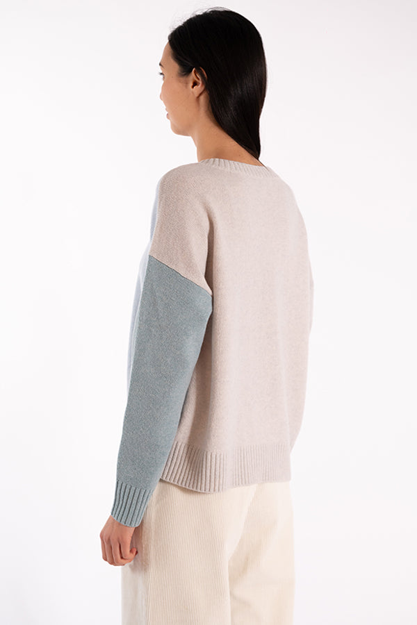 ELVIS BLUE COLORBLOCK SWEATER