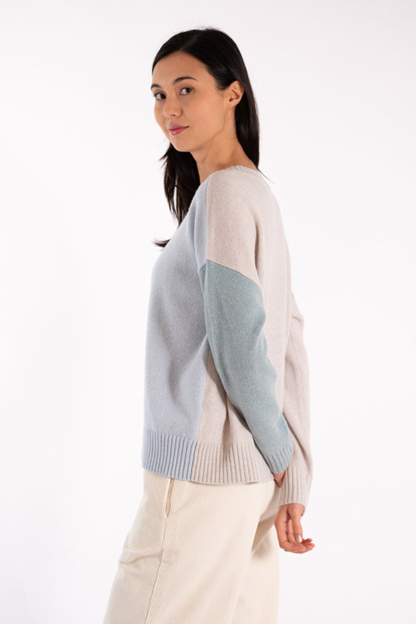 ELVIS BLUE COLORBLOCK SWEATER