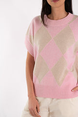 ELSA DIAMONDS PINK SHORT SLEEVE SWEATER