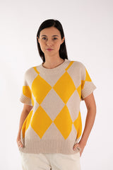 ELSA DIAMONDS YELLOW SHORT SLEEVE SWEATER