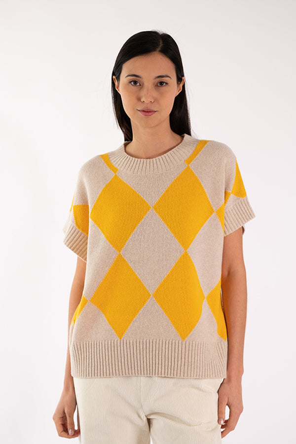 ELSA DIAMONDS YELLOW SHORT SLEEVE SWEATER