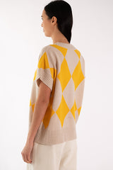 ELSA DIAMONDS YELLOW SHORT SLEEVE SWEATER