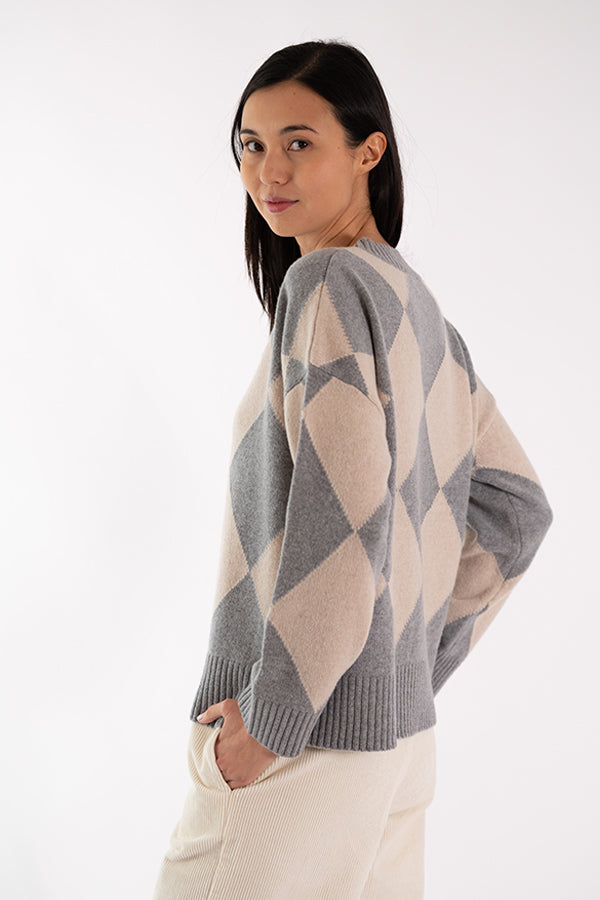 ELODIE DIAMONDS GREY SWEATER