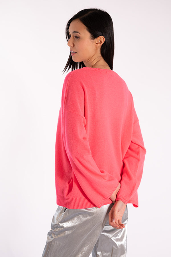 INDIANA FLAMINGO CASHMERE CREWNECK SWEATER