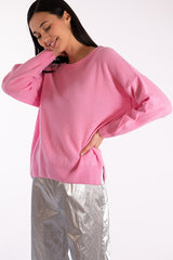 INDIANA BARBIE PINK CASHMERE CREWNECK SWEATER