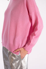 INDIANA BARBIE PINK CASHMERE CREWNECK SWEATER