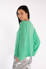 INDIANA GREEN CASHMERE CREWNECK SWEATER