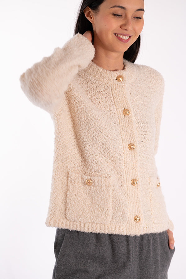 COCO OFF WHITE FLUFFY CARDIGAN