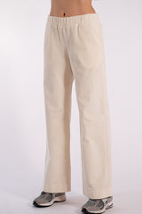 RITA-R OFF-WHITE RIBBED VELVET TROUSERS