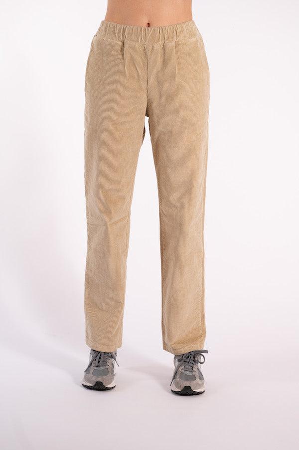 RITA-R LIGHT BEIGE RIBBED VELVET TROUSERS