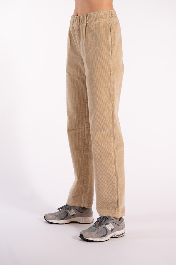 RITA-R LIGHT BEIGE RIBBED VELVET TROUSERS