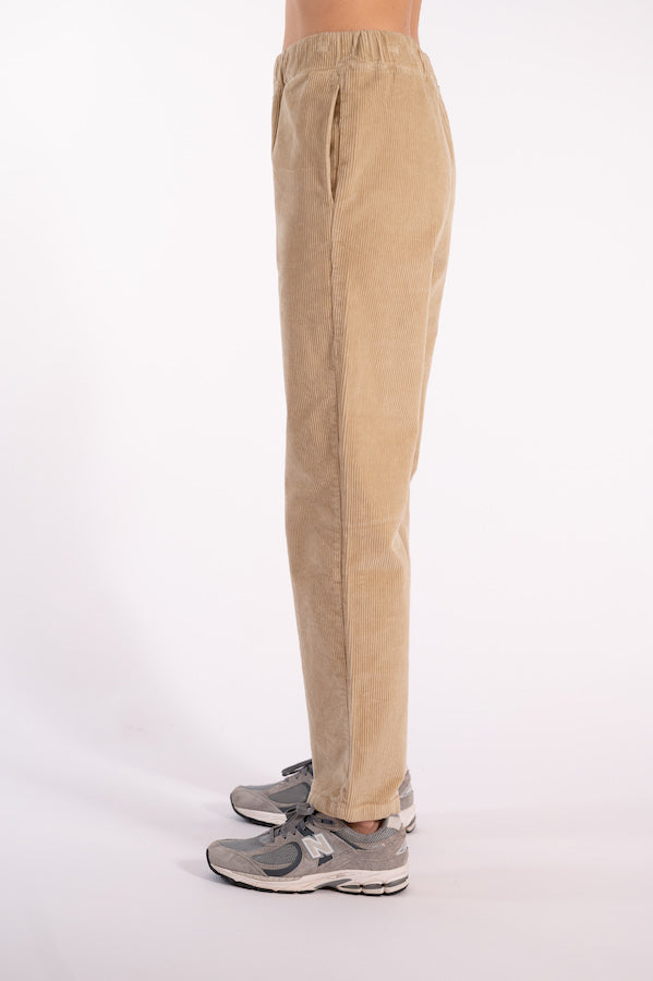 RITA-R LIGHT BEIGE RIBBED VELVET TROUSERS