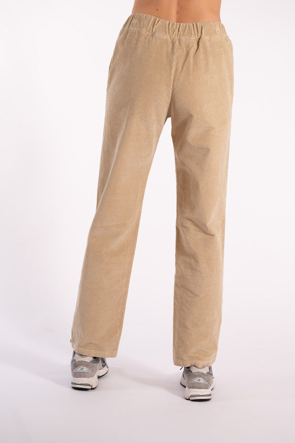 RITA-R LIGHT BEIGE RIBBED VELVET TROUSERS