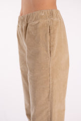 RITA-R LIGHT BEIGE RIBBED VELVET TROUSERS