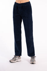 RITA-R NAVY RIBBED VELVET TROUSERS