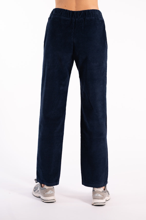 RITA-R NAVY RIBBED VELVET TROUSERS