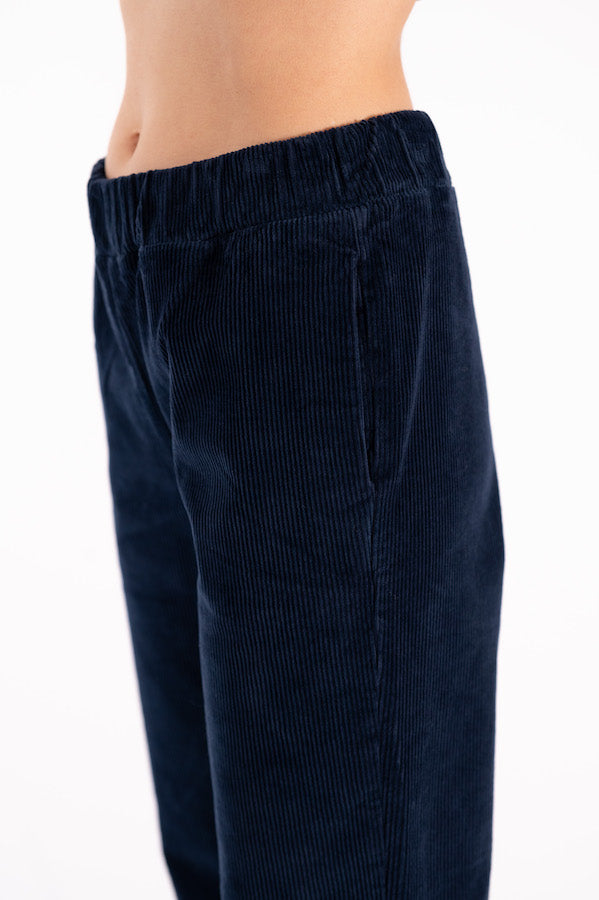 RITA-R NAVY RIBBED VELVET TROUSERS