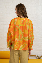 SUMMER ORANGE PRINTED BLOUSE