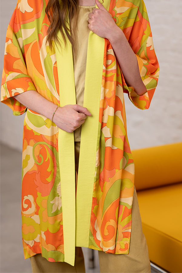 SAVANA ORANGE PRINTED KIMONO