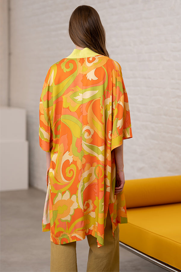 SAVANA ORANGE PRINTED KIMONO