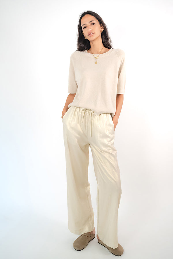 RUBY LIGHT GOLD LINEN BLEND TROUSERS