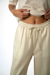 RUBY LIGHT GOLD LINEN BLEND TROUSERS