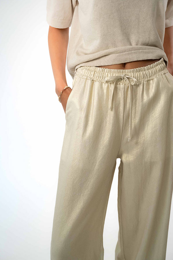 RUBY LIGHT GOLD LINEN BLEND TROUSERS