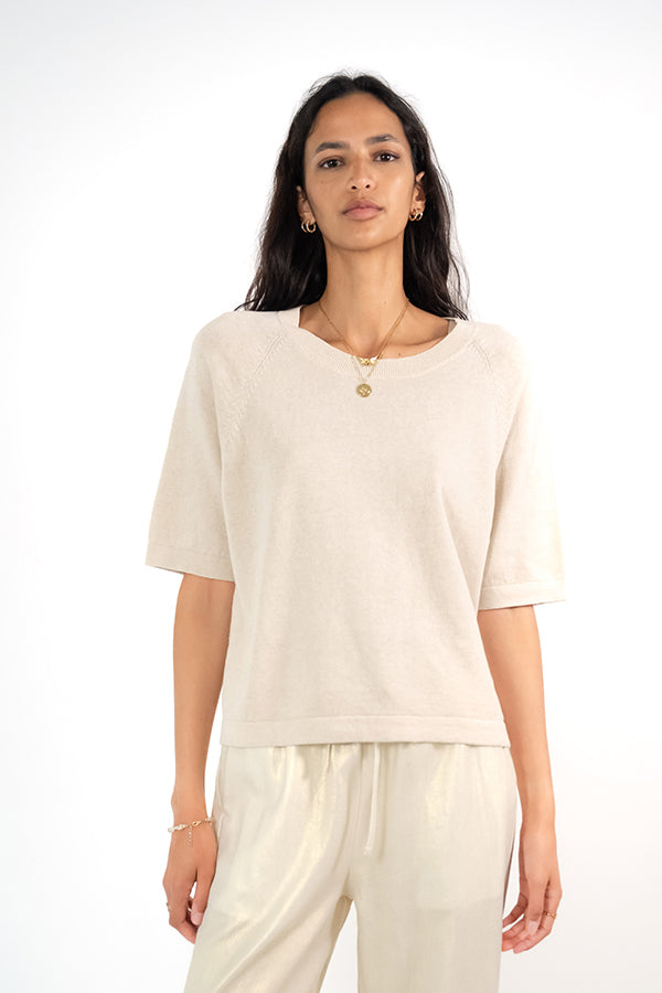 FANNY GREIGE LINEN BLEND SWEATER