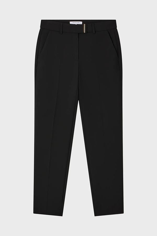 EMMILY NAVY 7/8 GOLD FASTENER TAILORED TROUSERS