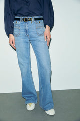 ANNA MODERN UTILITY STYLE WIDE LEG JEANS