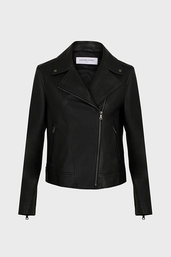 NADEGE BLACK LEATHER PERFECTO JACKET