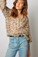 CLARISSE LUREX THREAD PAISLEY PRINT BLOUSE