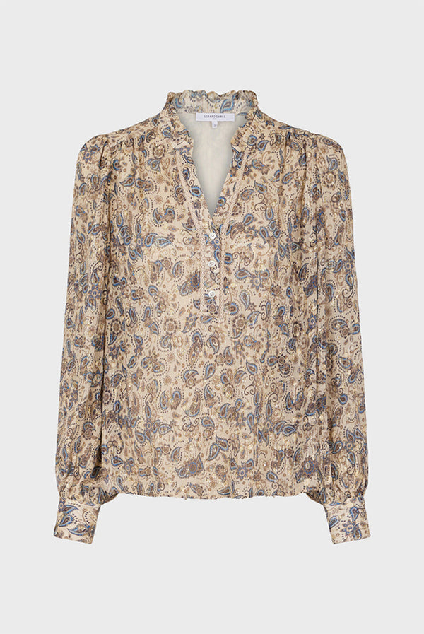 CLARISSE LUREX THREAD PAISLEY PRINT BLOUSE