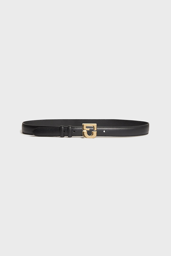 LE LAUREN BLACK LEATHER SIGNATURE BELT