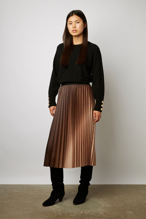 BALKISS PLEATED GRADIENT PRINT MIDI SKIRT