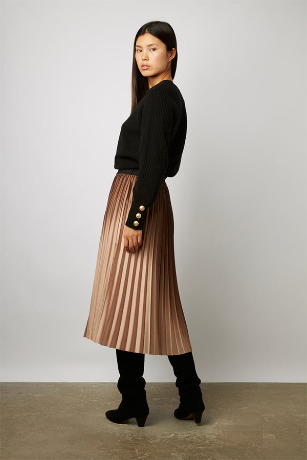 BALKISS PLEATED GRADIENT PRINT MIDI SKIRT