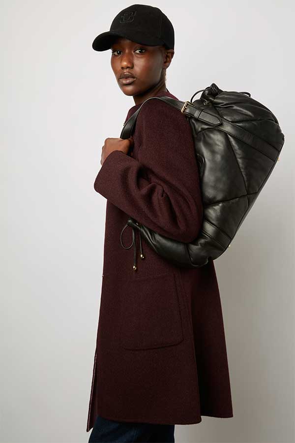 SABRINA BURGUNDY ROUND NECK REVERSIBLE FINE WOOL COAT