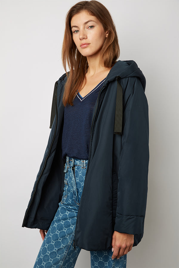 SANDY INK SHORT HOODED PUFFER JACKET