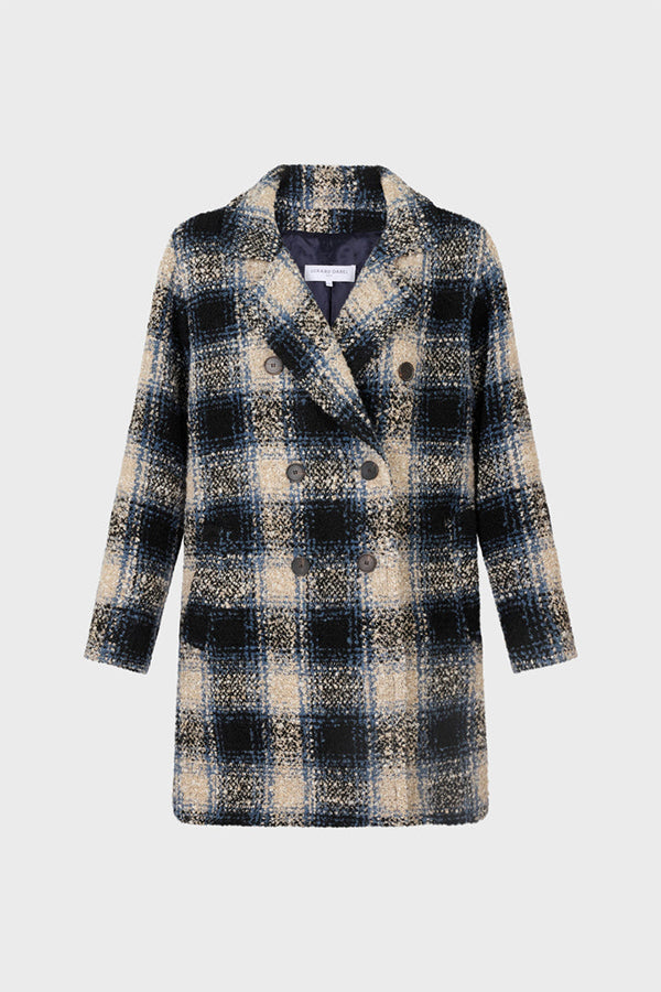 SAVERINA DOUBLE BREASTED CHECKERED COAT